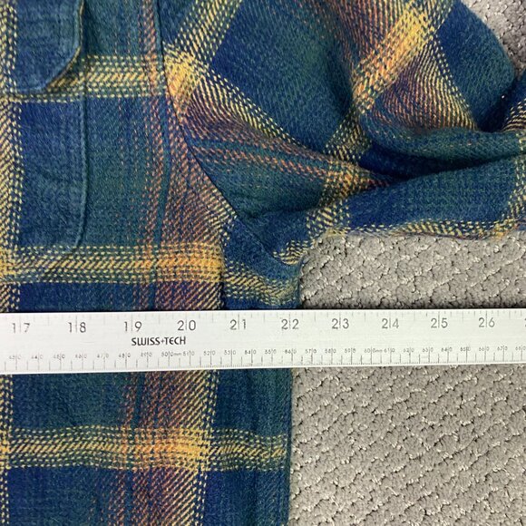 Orvis Shirt Jacket Shacket Men's Large Fits like Medium Green Blue Yellow Plaid - Picture 8 of 12